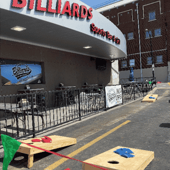 Billiards of Springfield Patio with Corn Hole Game Set Up